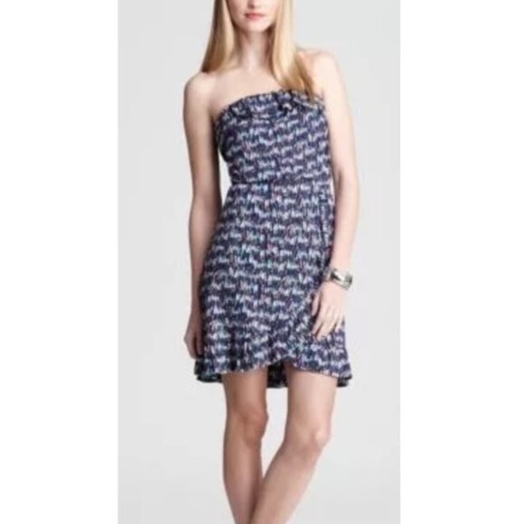 Lilly‎ Pulitzer Flor Navy Oh Buoy Strapless Dress - Picture 1 of 7